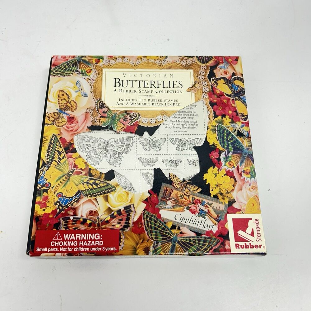 Vintage 2001 Rubber Stampede Victorian Butterflies Stamp Set by Cynthia Hart